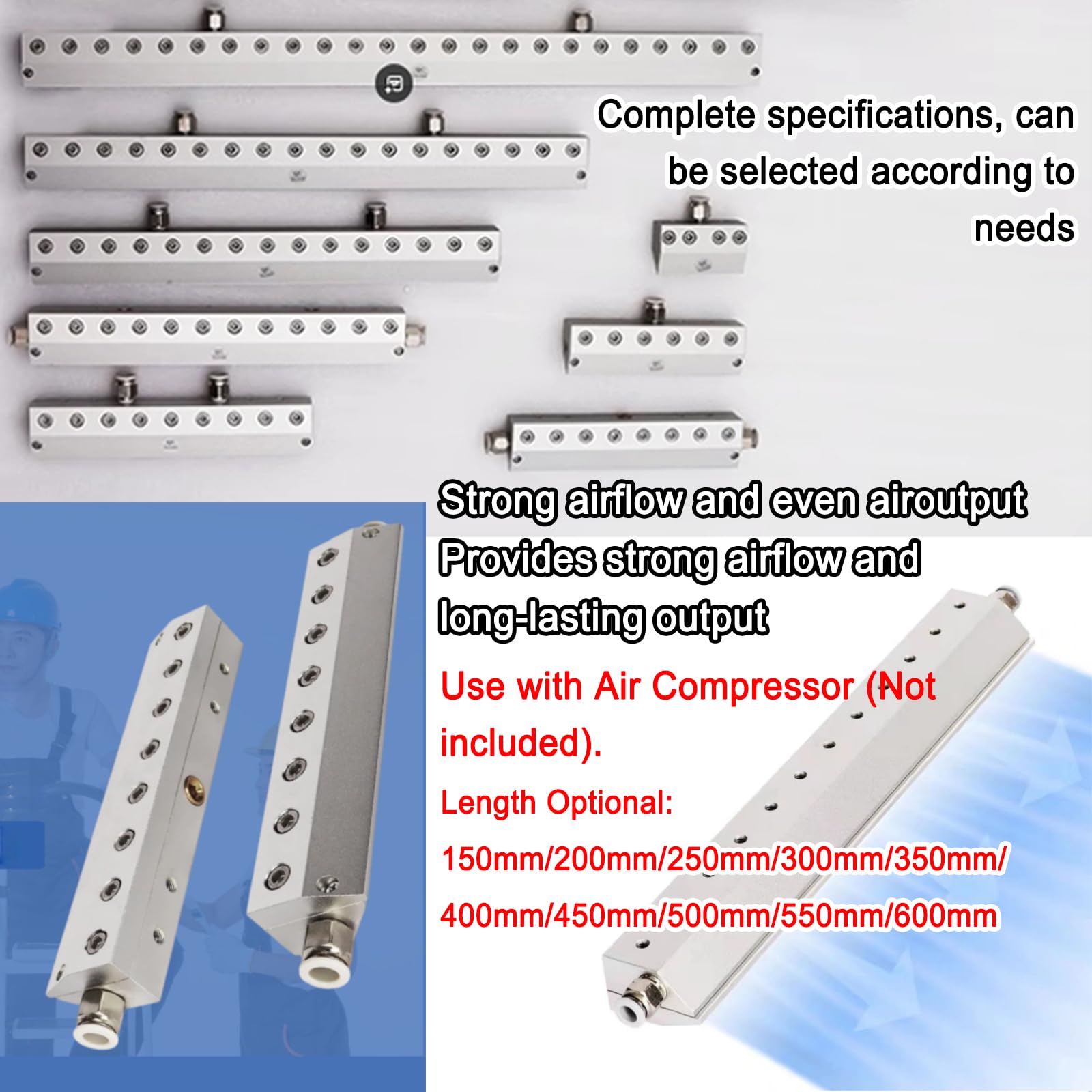 Cuchillo de aire industrial de aleación de aluminio, boquilla de aire comprimido de 0,05 mm para eliminación de agua, soplado de polvo, cortina de aire
