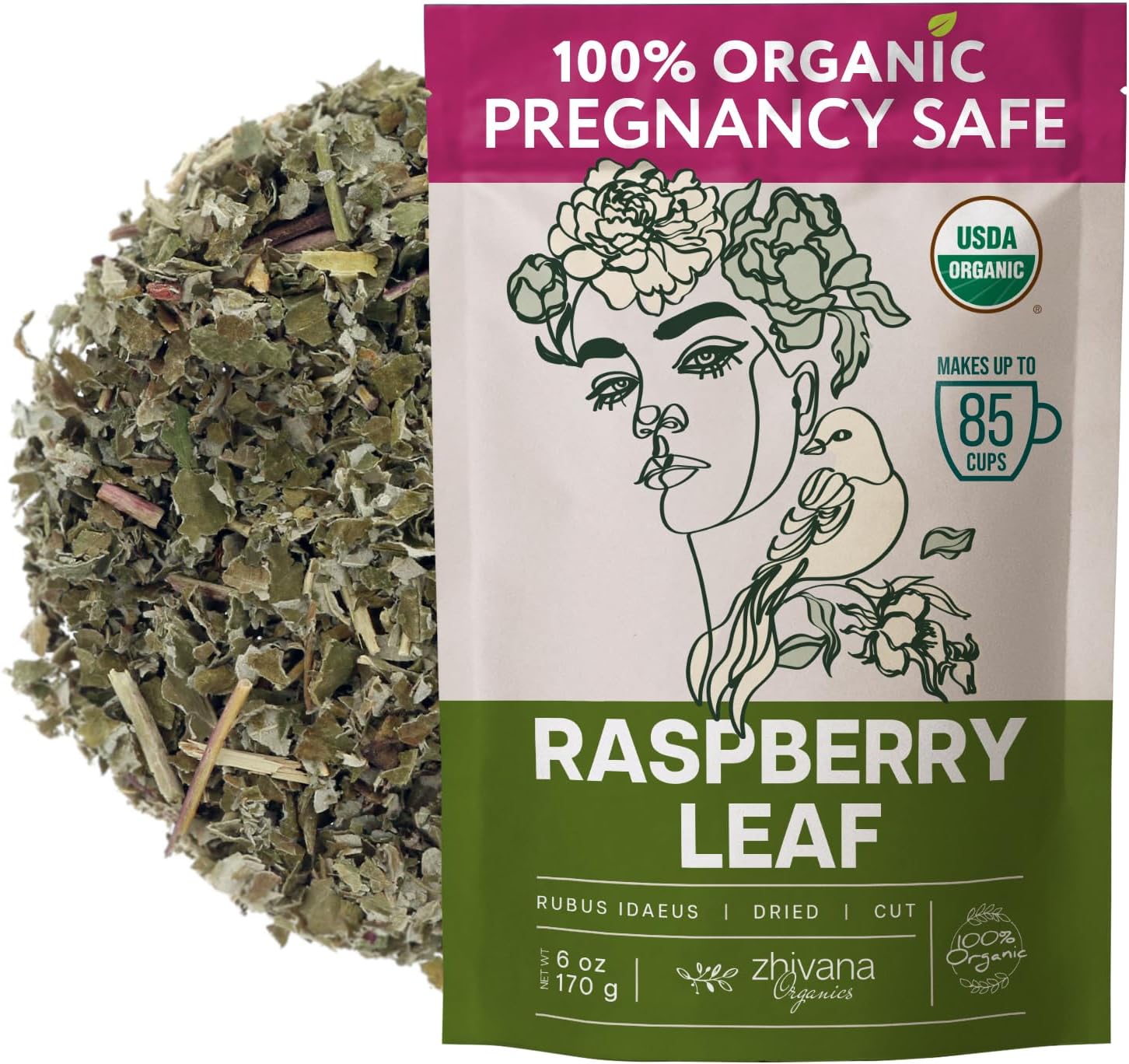 Raspberry Leaf Tea – Red Raspberry Leaf Tea Loose, Healthy Cycle Tea for Women, Pregnancy Tea, Labor Tea, Postpartum Tea – 6oz