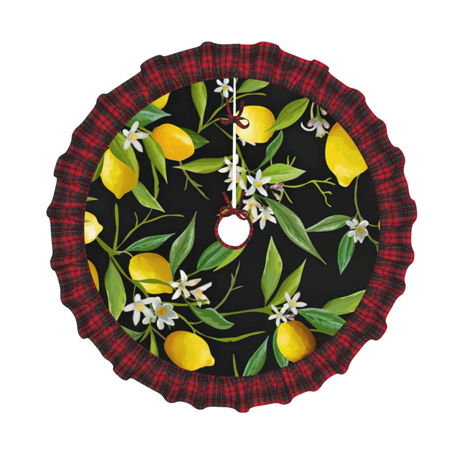 Jupe de sapin de Noël de qualité supérieure avec bordure tartan haut de gamme