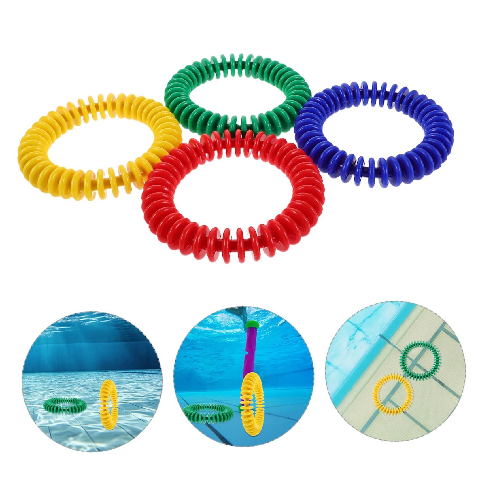 4 Pièces Bague D'entraînement De Plongée Accessoire De Formation des Anneaux De Plongée Jouets De Piscine De Plongeon De Piscine Plastique