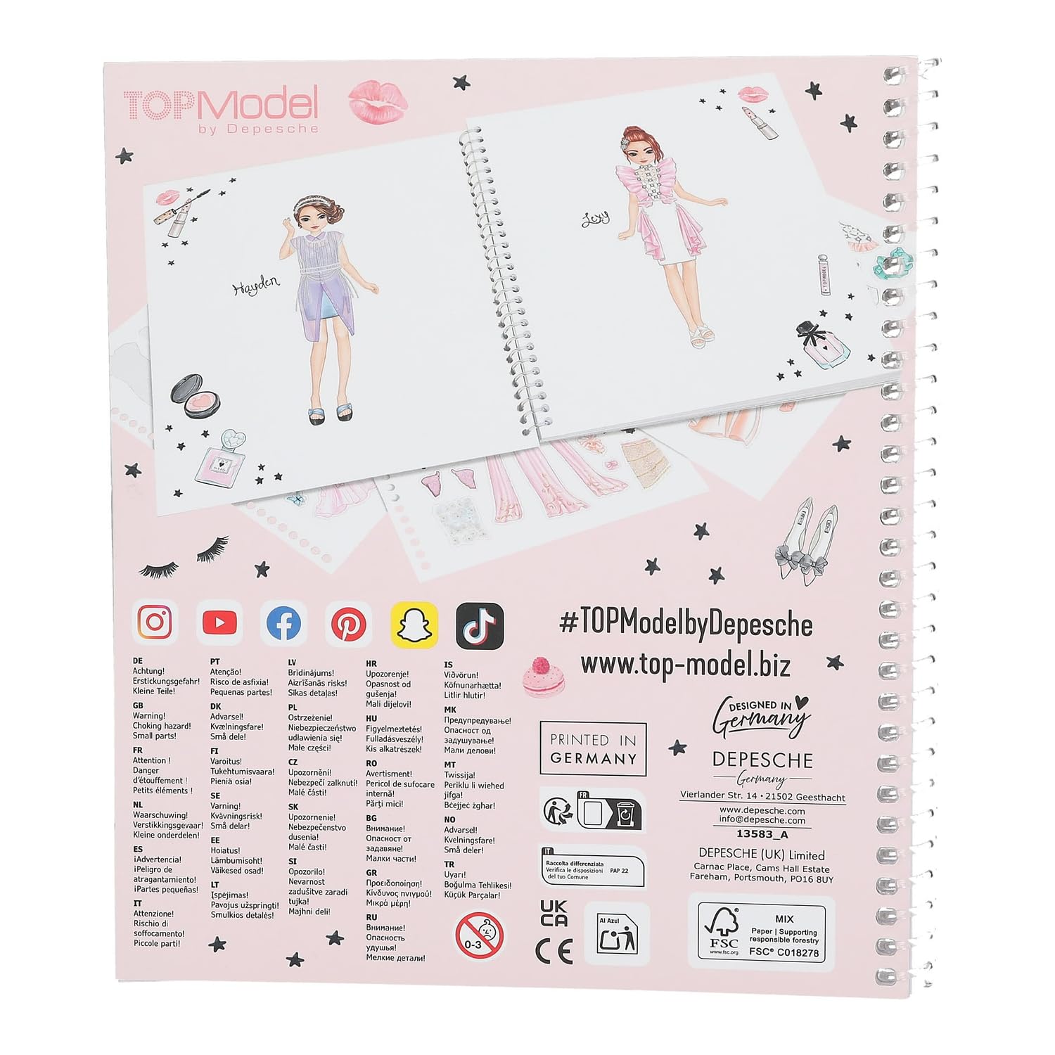 Depesche TOPModel – Libro Da Colorare Create Your Fantasy Face – 40 Pagine Con Stencil E Adesivi – Creatività Per Ragazze - 5