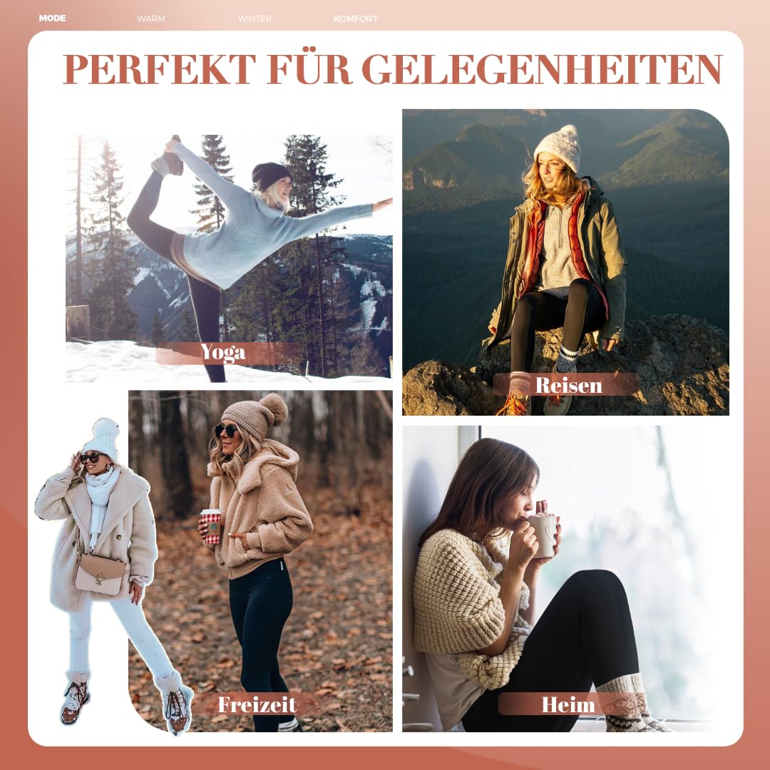 HLTPRO Thermo Leggings Damen Gefüttert Im Winter, High Waist Thermoleggings Warm Thermohose Blickdicht Strumpfhose Für Sport
