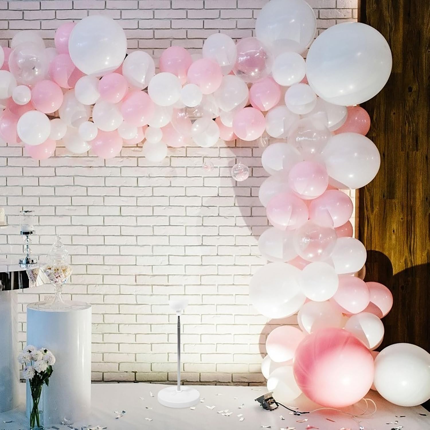 NUOBESTY 2 Sets of Wedding Balloon Holder 2m/79in Telescopic Balloon Sticks with Base Adjustable Poles Stand for Party Table Centerpieces Decorations