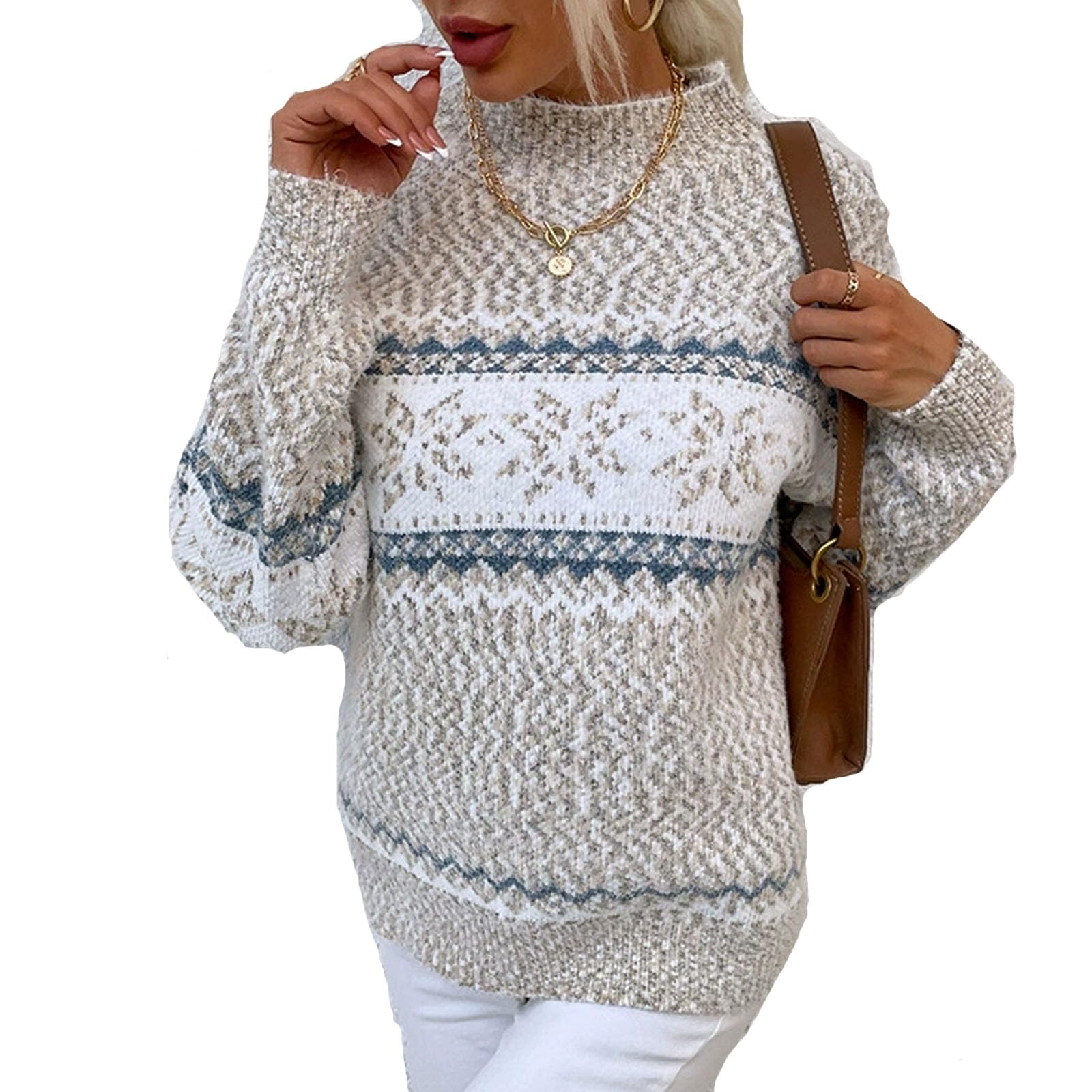 JASCLS Womens Turtleneck Sweater Chunky Long Sleeve Knitted Pullover Sweaters Oversized Trendy Fall Winter Basic Jumper Top