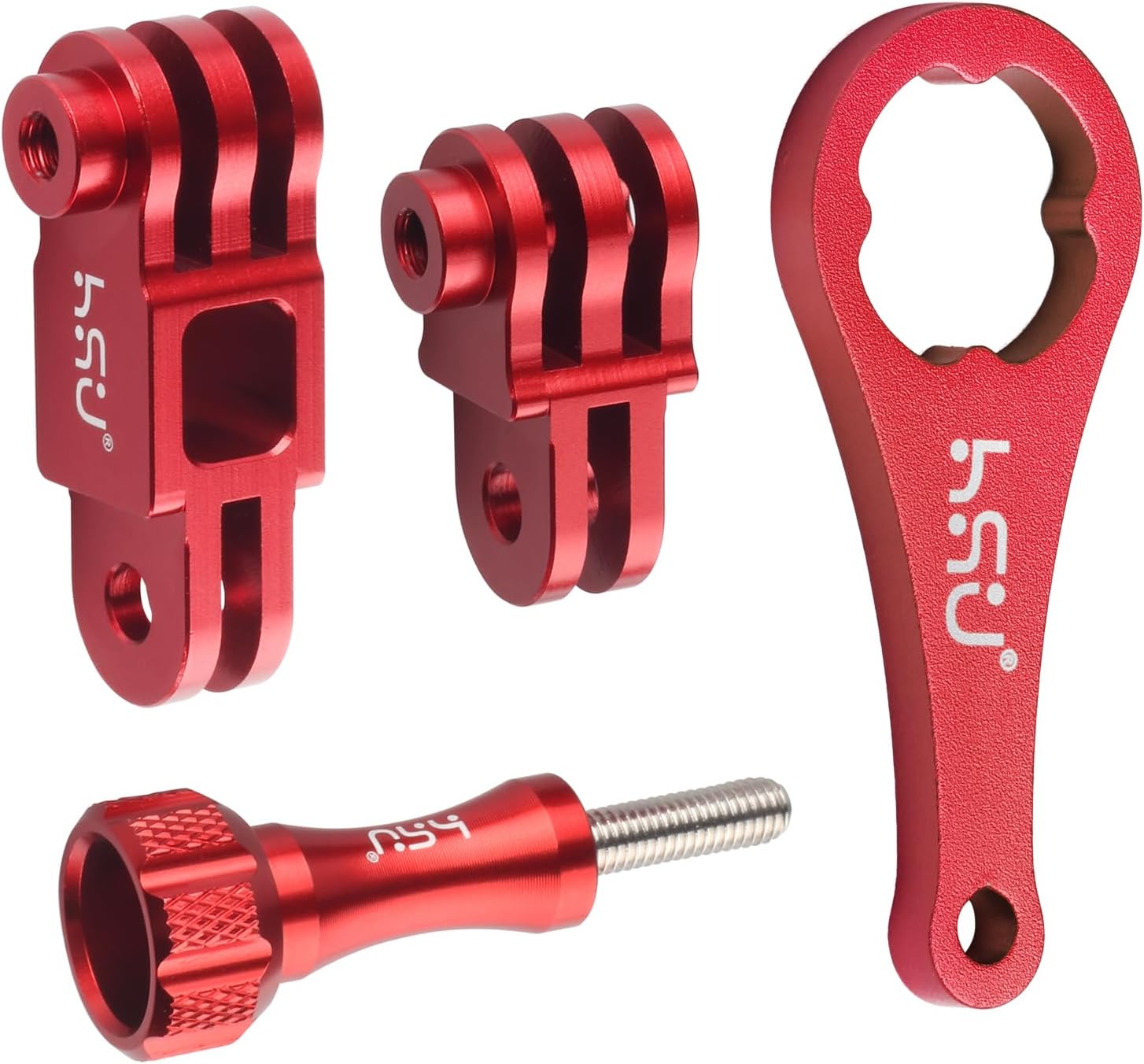 HSU Aluminum Alloy Metal Adjust Arm Straight Joints Mount, Same Direction Straight Joints Mount for Go Pro Hero 13/12/11/10/9/8/7/6/5 Black,Session 5/4, DJI Osmo Action Action Camera and More(Red)