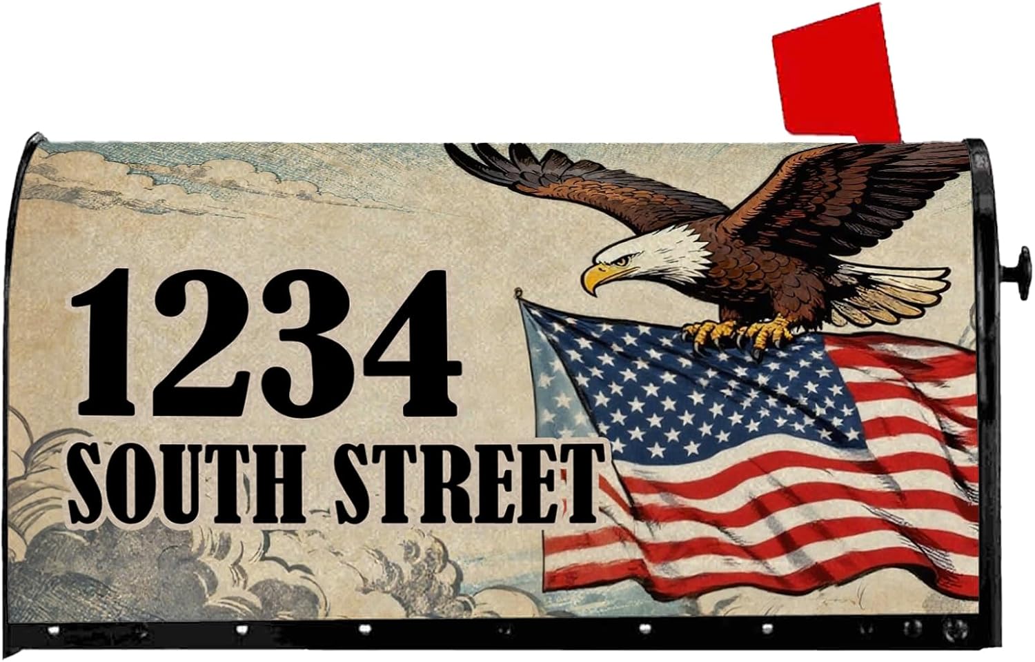 American Flag Eagle Mailbox Covers Magnetic Custom Personalized Address Patriotic Welcome Mail Wraps Customized Post Letter Box Cover for Holiday Home Outdoor Garden Yard Decor Standard Size 18"x 21"