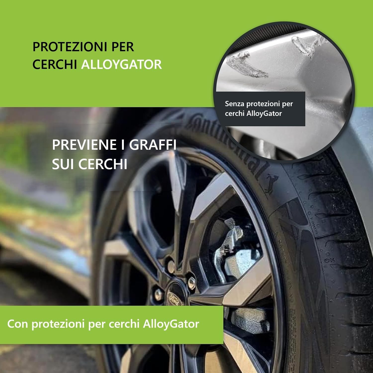 AlloyGator Protezione Cerchi in Lega Azzurro – Previene Graffi e Danni da Marciapiede | Adatto per Cerchi Fino a 24” | Compatibile con Tutte Le Auto | Senza Colla | 15 Colori Disponibili