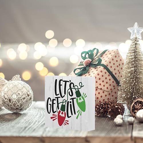 Miniatura 6 de Divertida decoración de Navidad con texto en inglés Lets Get Lit, decoración de Navidad, accesorios de escritorio para interiores, invierno,