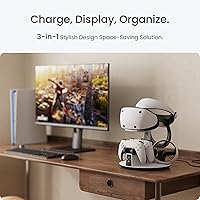 Vista 2 de KIWI design D2 3-in-1 Controller Charging Station for PSVR2 and PS5 with VR Display Stand and LED-Charging Indicator