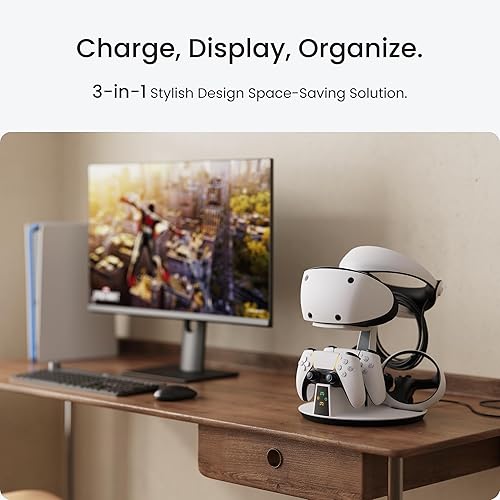 Miniatura 2 de KIWI design D2 3-in-1 Controller Charging Station for PSVR2 and PS5 with VR Display Stand and LED-Charging Indicator