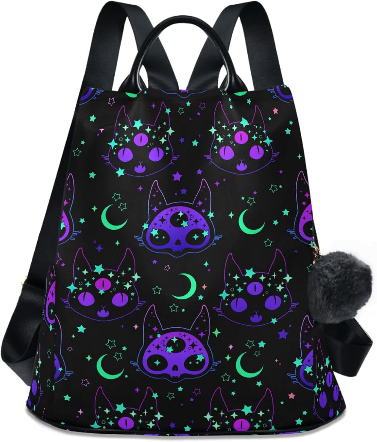 MNSRUU Women Backpack Purse Cat Skulls Backpack for Women Anti-theft Shoulder Bag Carry On Backpack Lightweight Rucksack Fashion Travel Ladies Bags