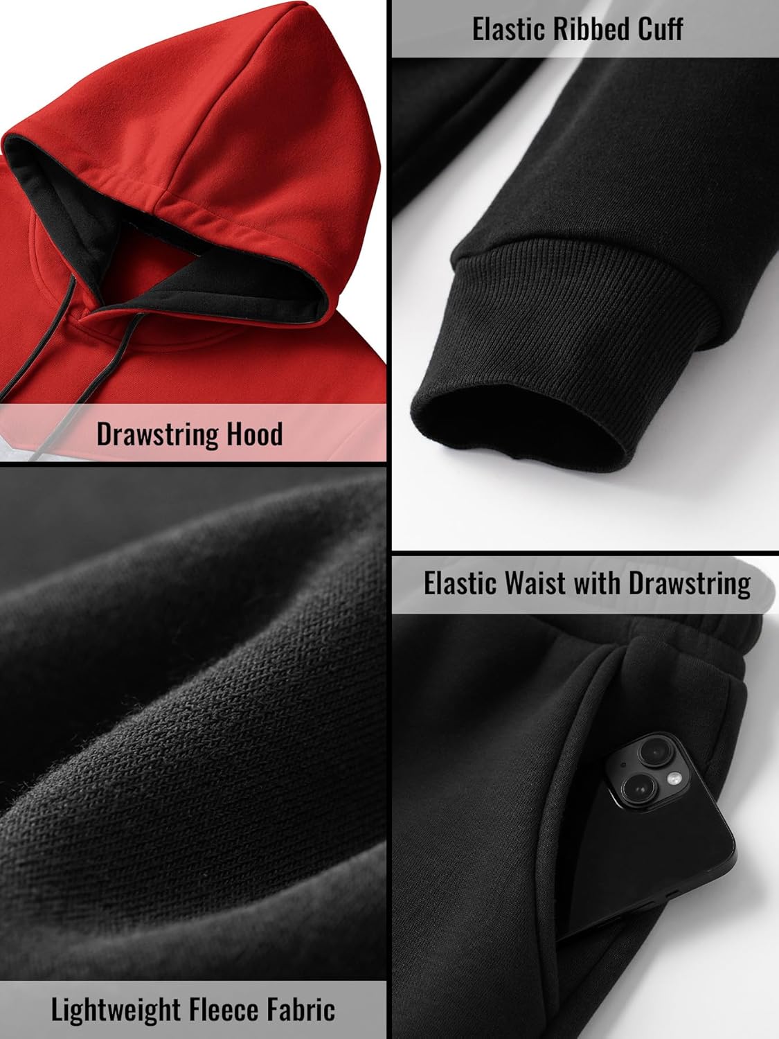 Men's Hoodie Tracksuit 2 Pieces Set Athletic Casual Hooded Sweatshirt and Joggers Set Sweatsuit Outfits - Image 5