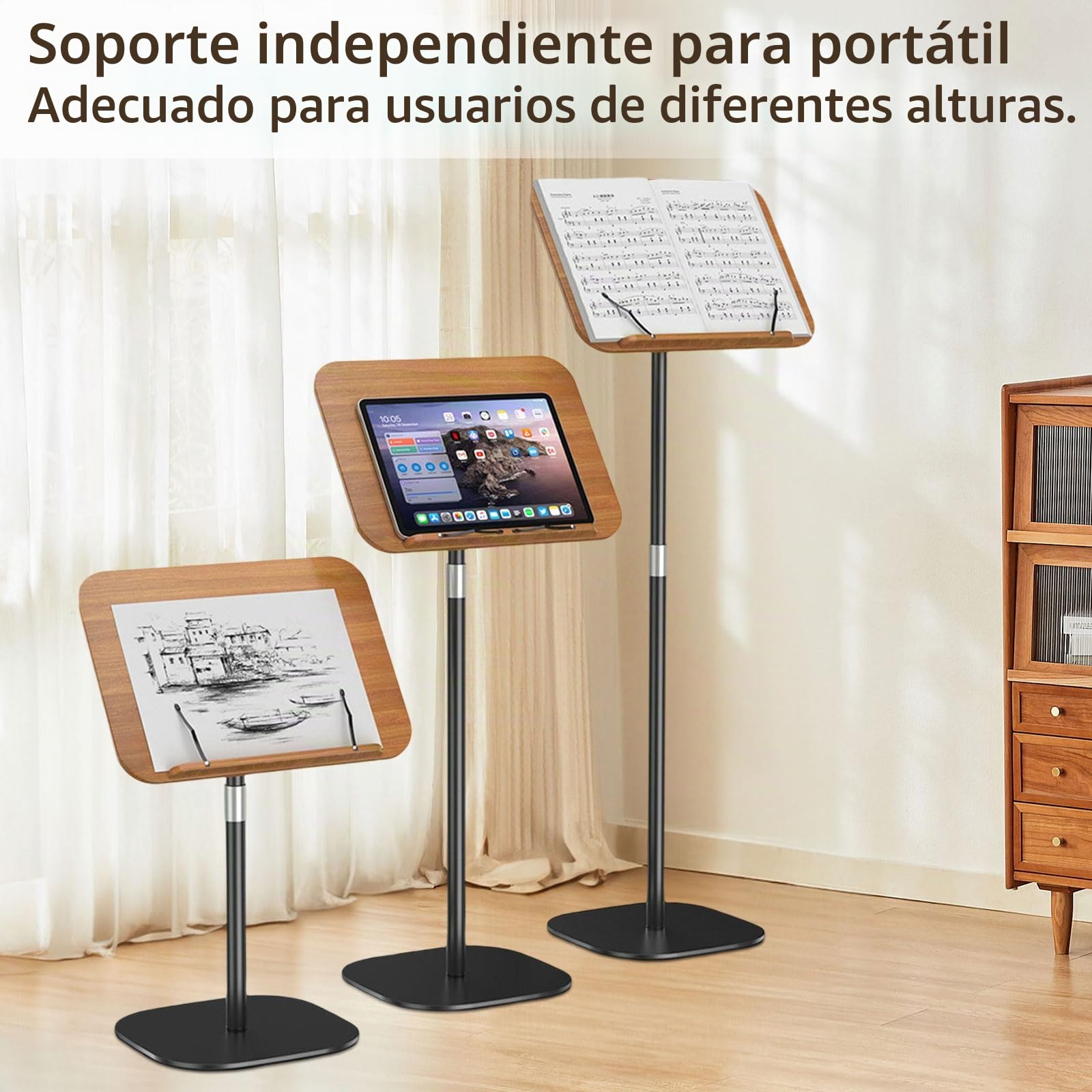 Escritorio de pie ajustable en altura 46 – 120 cm, soporte para portátil con ángulo ajustable, mesa auxiliar ajustable, escritorio móvil para estudios, soporte de podio portátil para escuela, oficina,