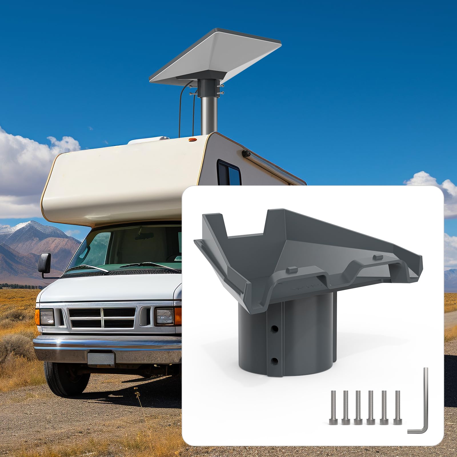 TIUIHU Starlink Mini Pipe Adapter?Starlink Mini Pole Mount Adapter?for 1‘’-2.1‘’ Starlink Mini Aluminium Mount?Starlink Roof Mount Adjustable Starlink Mini Mounting Kit