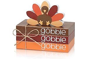 4PCS Thanksgiving Mini Stacked Wood Books Fall Gobble Decorations for Tiered Tray