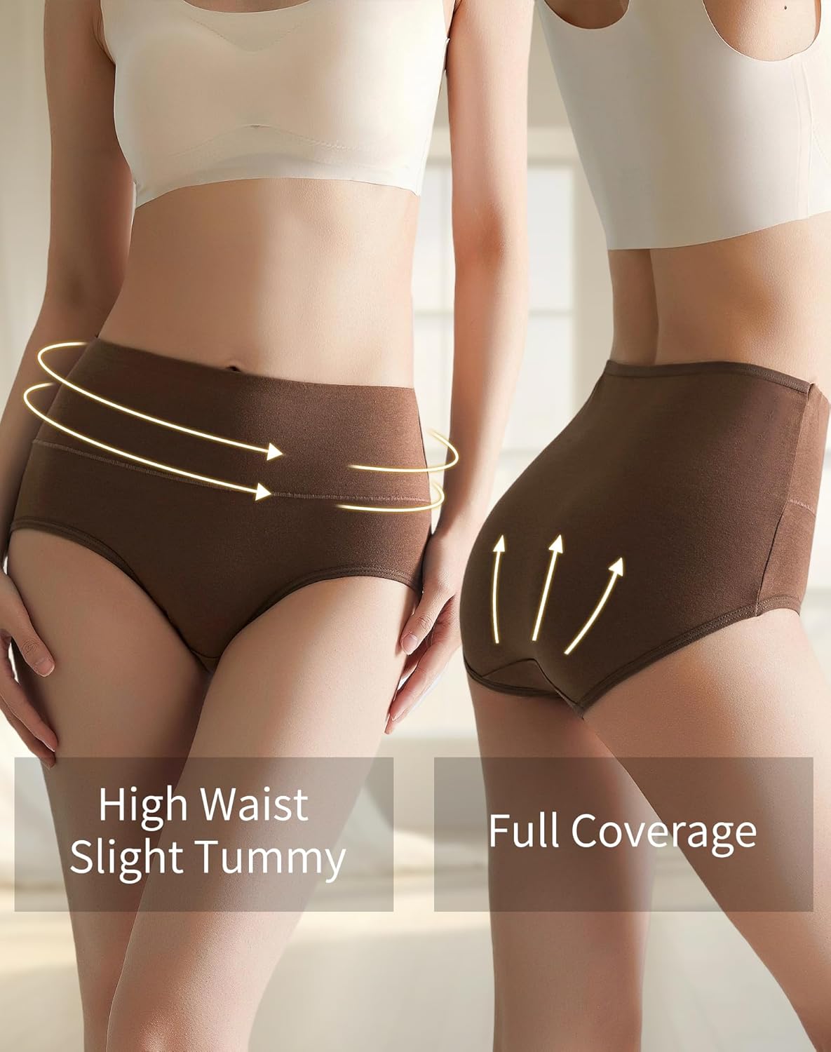 Women's Cotton Underwear High Waisted Panties Full Coverage Ladies Briefs Panties - Image 4