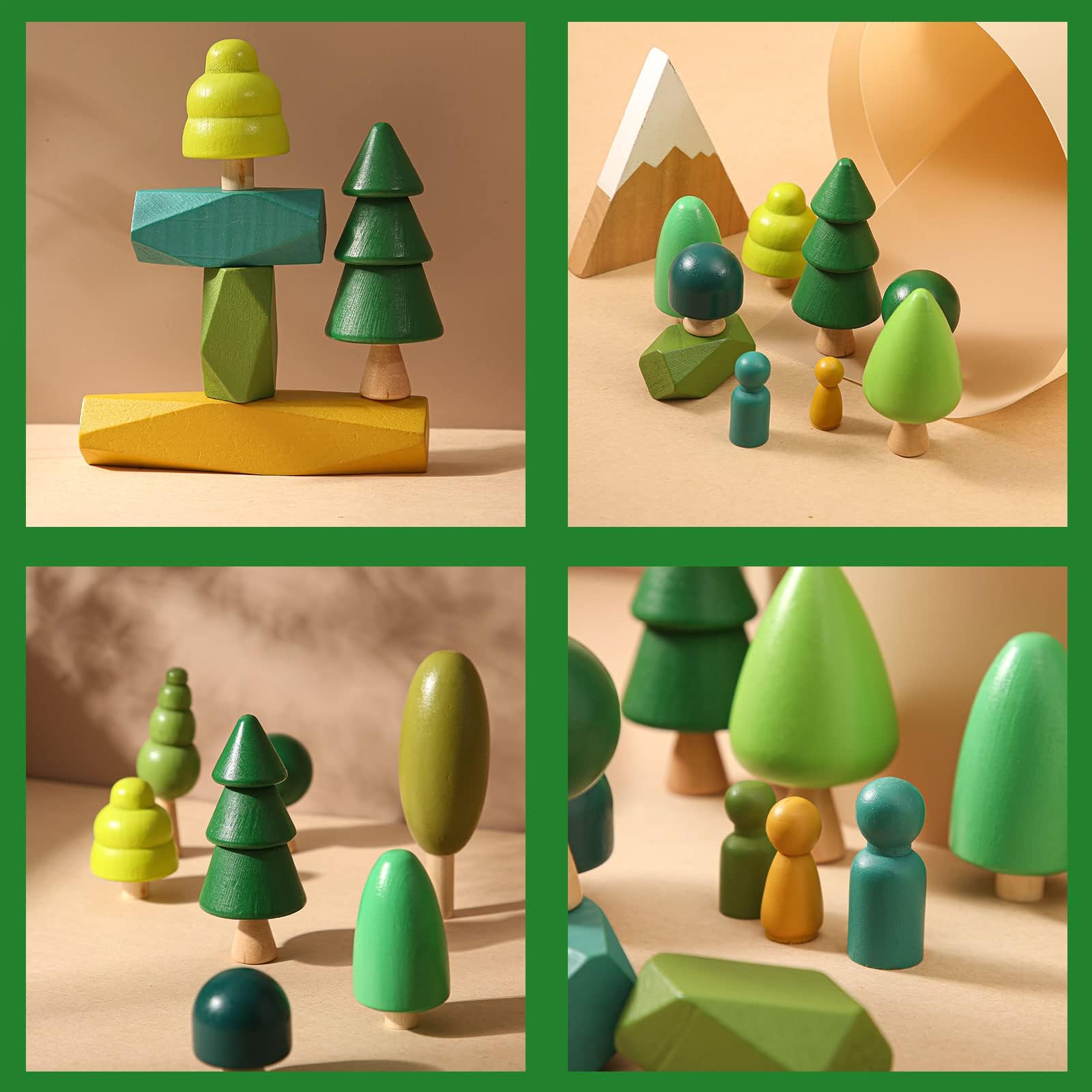 OESSUF 14 PCS Juguetes de Madera - Decoración de Árboles de Madera Juguetes Montessori, Varios Tamaños Árboles Bosque Decoración Rústica para la Decoración del Hogar y la Habitación de los Niños