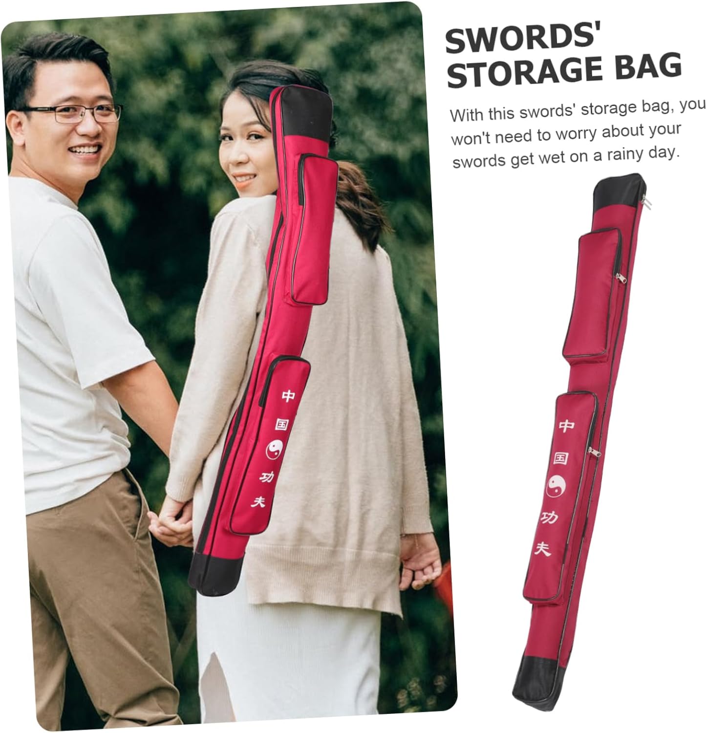 SUPVOX Thick Canvas Sword Bag Waterproof Long Storage Sleeve for Tai Chi and Martial Arts Single Layer Design Red Suitable for Sword Carrying and Protection
