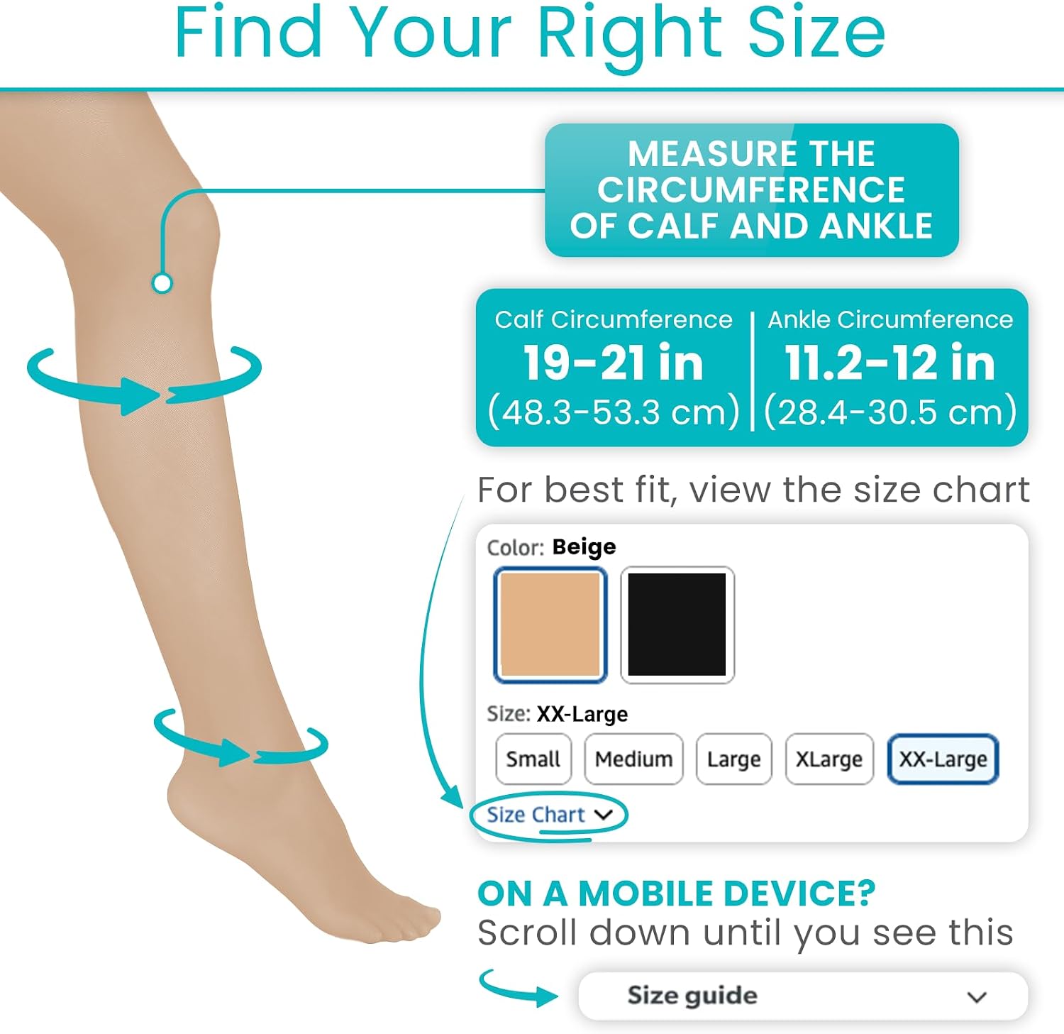 Vive Thigh High Compression Stockings for Women & Men - 20-30 mmHg Graduated Support Hose - Opaque Closed Toe Compression Tights - Stockings for Varicose Veins, Swelling, Edema, & Improved Circulation