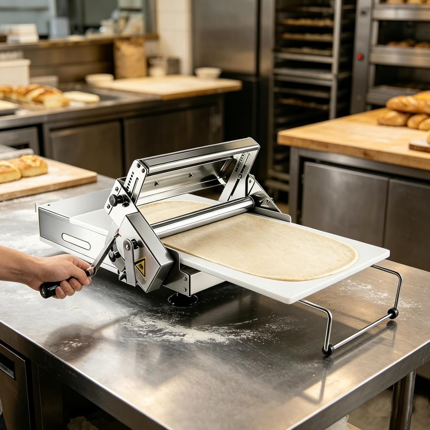 Sfogliatrice Elettrica Professionale per Pasta - Spessore Regolabile (2-30 Mm) Rullo in Acciaio Inox per Pasta, Croissant E Prodotti da Forno (Versione 22.7) Hand-cranked 12