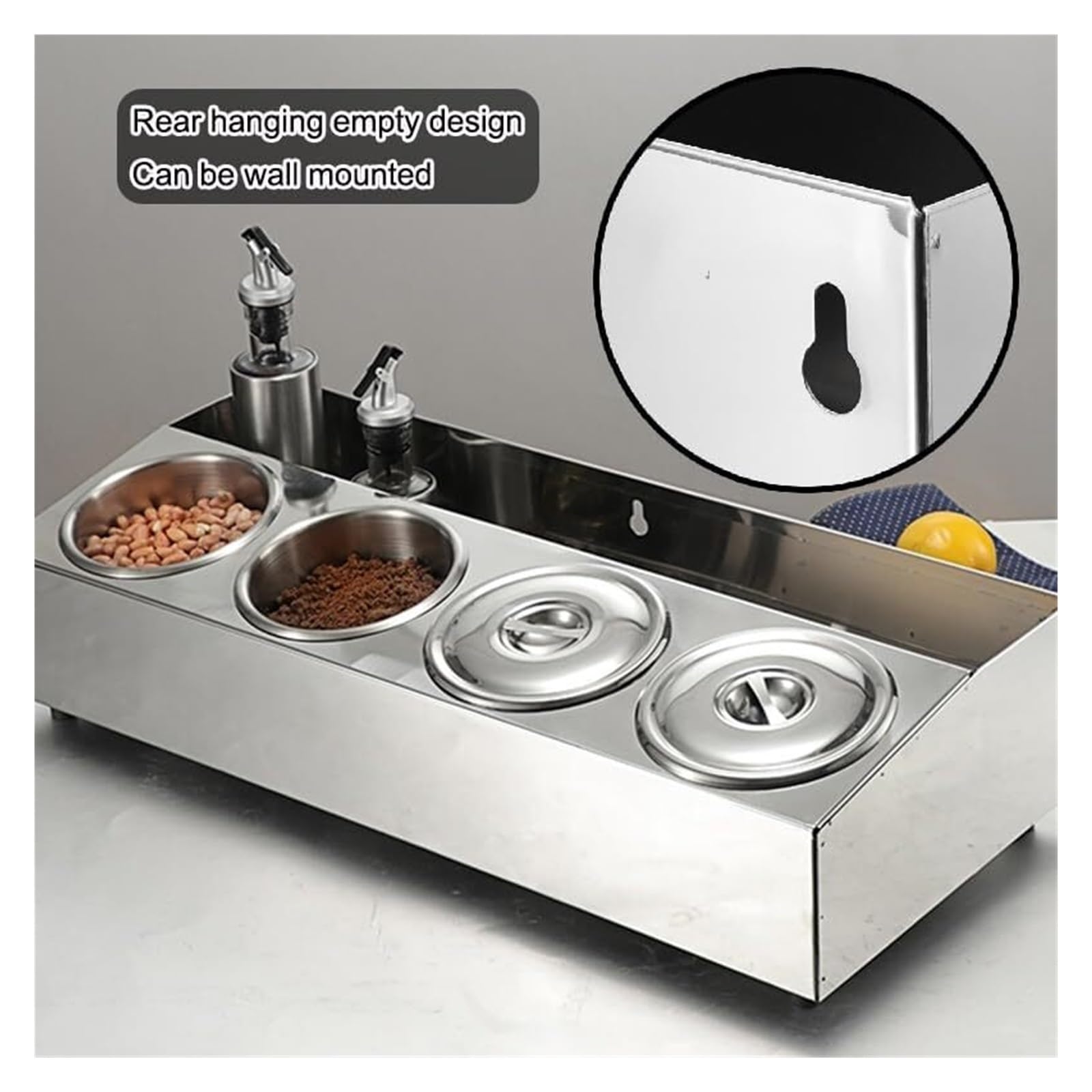 Stazione per pizza con supporto inclinato per piano di lavoro, ripiano posteriore per spezie per salse e ingredienti, soluzione per riporre la cucina (45 x 25 x 12,5 cm)