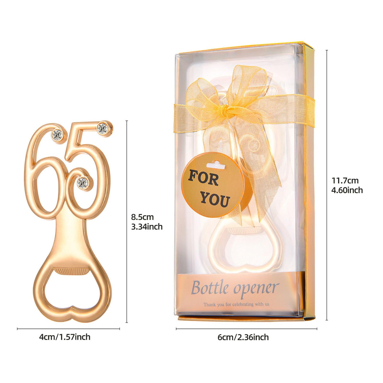 Apribottiglie con Numero Creativo, Apribottiglie con Durezza in Lega di Zinco, Apribottiglie per Birra Piatto Resistente, Apribottiglie in Oro Unico per Regalo di Compleanno, Festa,(Figura65-36 pezzi)