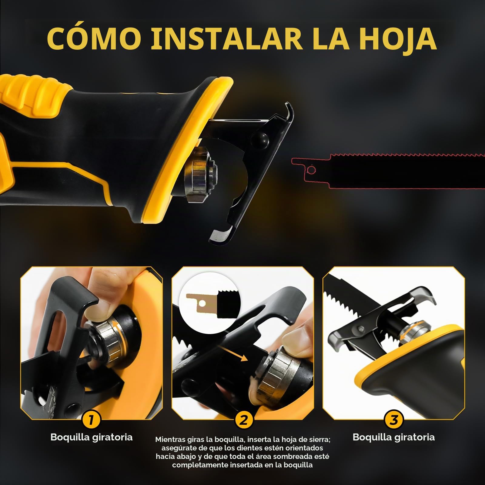 Sierra de sable con batería para Dewalt 20 V, 3000 SPM, batería de sierra de repro, velocidad variable con 8 hojas de sierra para cortar madera, metal y plástico (sin batería)