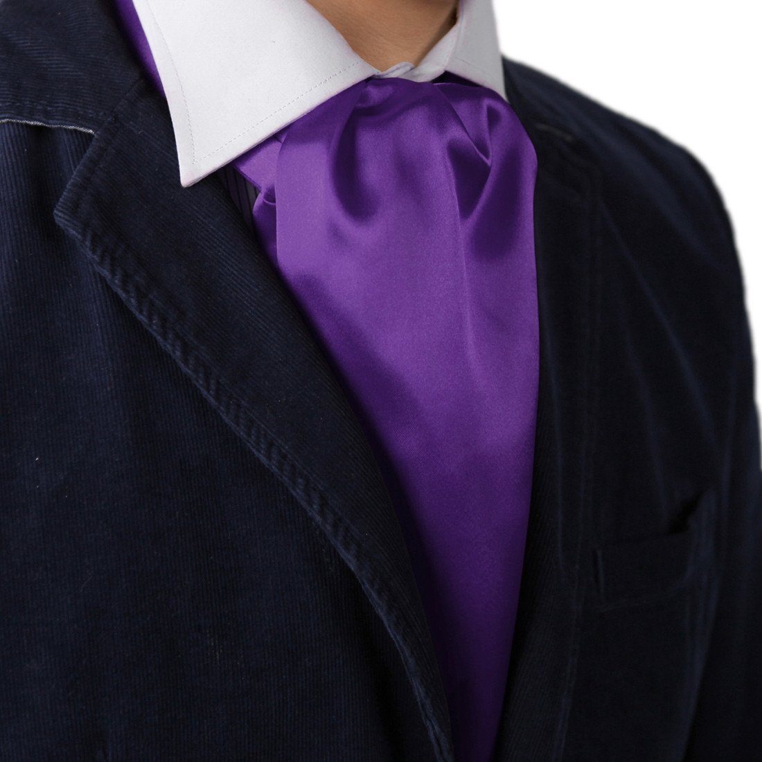 Mens Ascot Tie Satin Fabric Cravat Solid Ascot Dan Smith