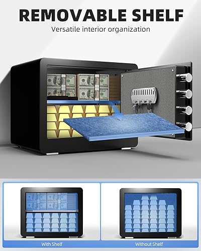 Miniatura 9 de DAYI - D-35 - Caja fuerte con bolsa ignífuga e impermeable para hogar o gabinete para dinero en efectivo y objetos de valor, con teclado electrónico