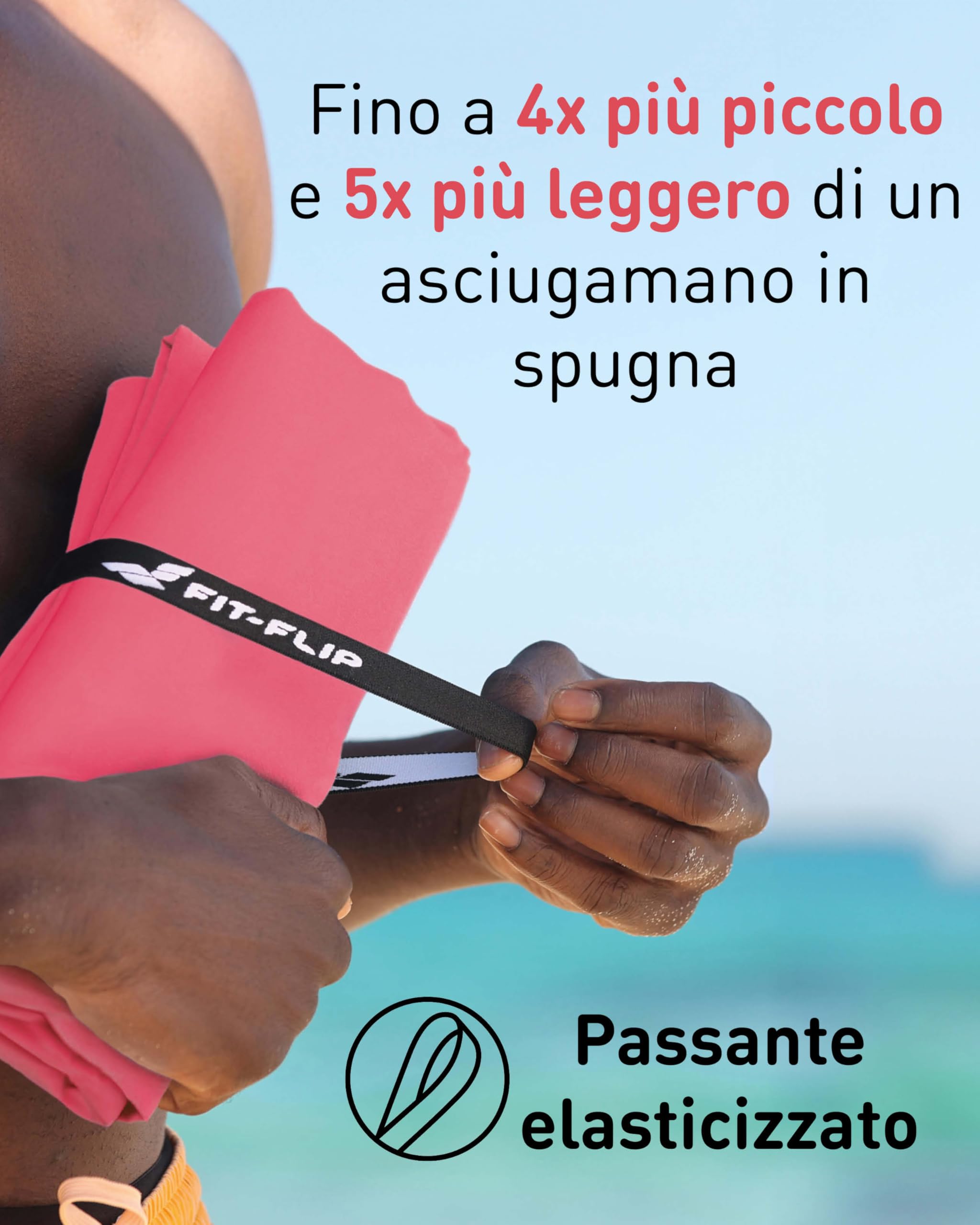 Fit-Flip Asciugamani microfibra - il perfetto telo mare microfibra grande - asciugamano palestra compatto e ultraleggero - asciugamano microfibra - ottimale per viaggio, sport e palestra