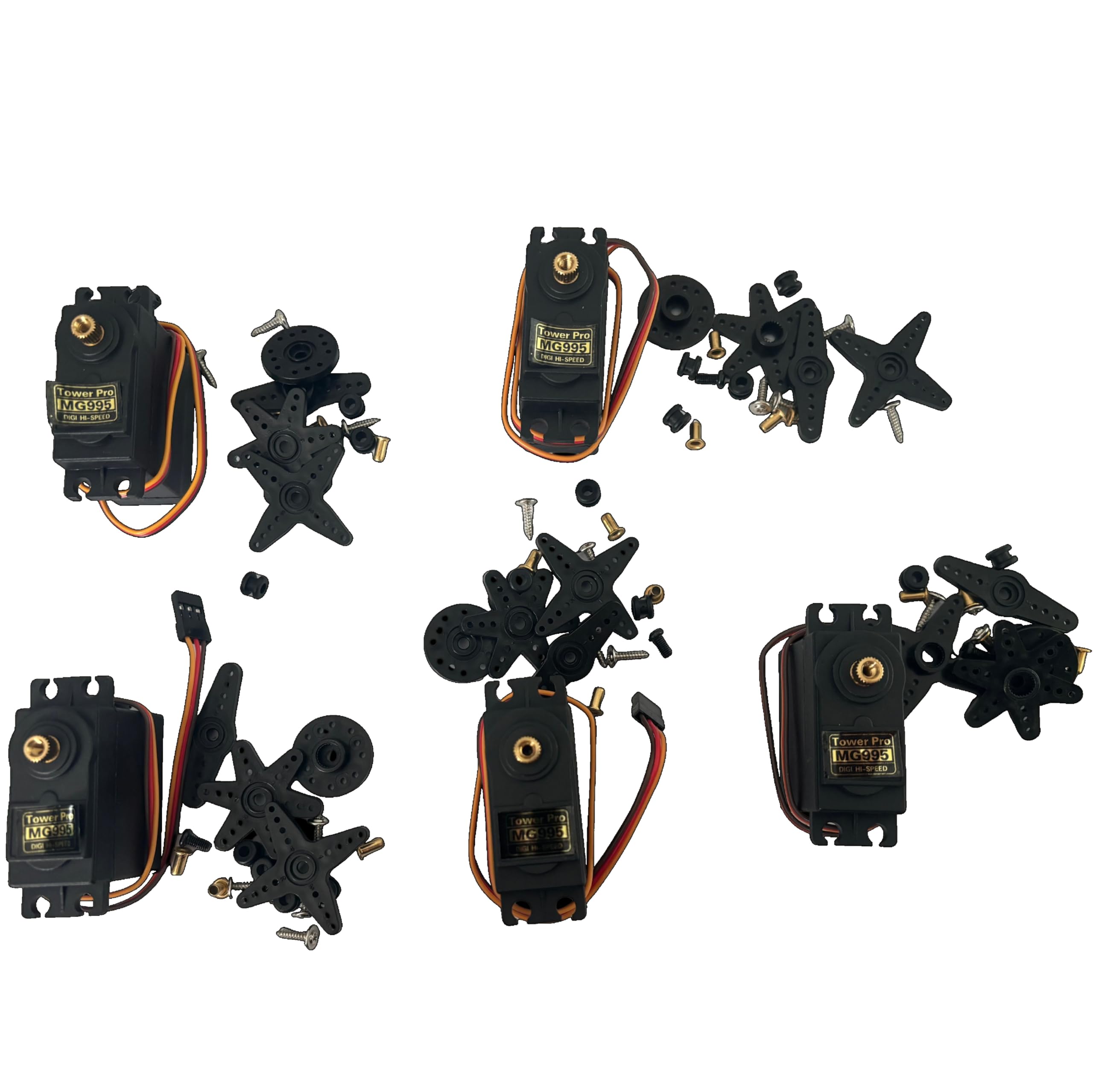 5 x MG 995 Servo Motore 360° Digitale ad Alta Coppia con Ingranaggi Metallici, Include Accessori di Montaggio e Cavo