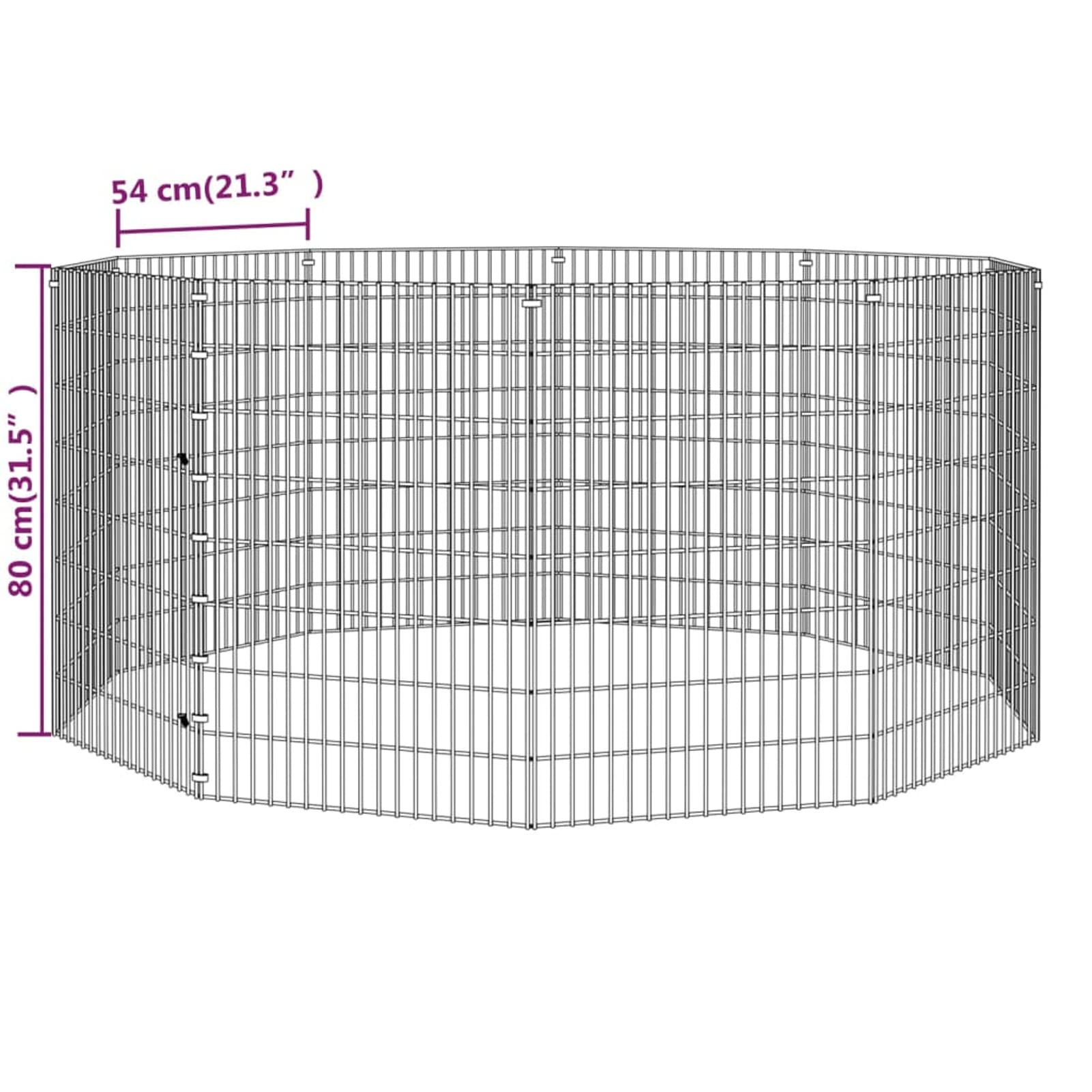 ZEYUAN Jaula para Conejos 10 Paneles, Jaula Cobaya, Corralito para Perros, Vallas para Perros, Valla para Mascotas, Recinto para Conejos, Hierro galvanizado 54x80 cm