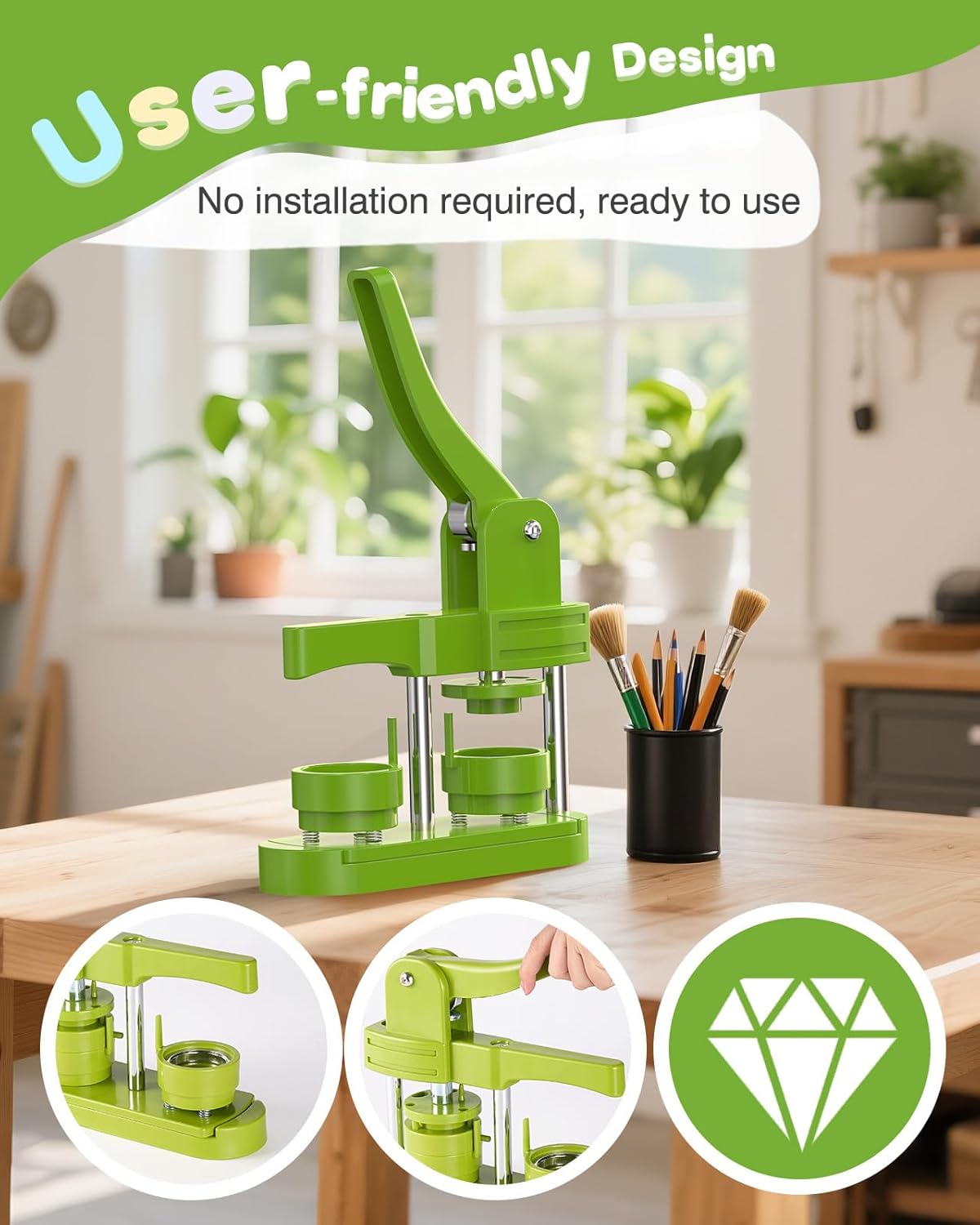 Aiment 44mm Button Maker Kit – 1.73 Inch Button Maker Pin Badge Press Machine with 100PCS Parts & Circle Cutter & Cutting Mat, Perfect for DIY Crafts & Personalized Gifts