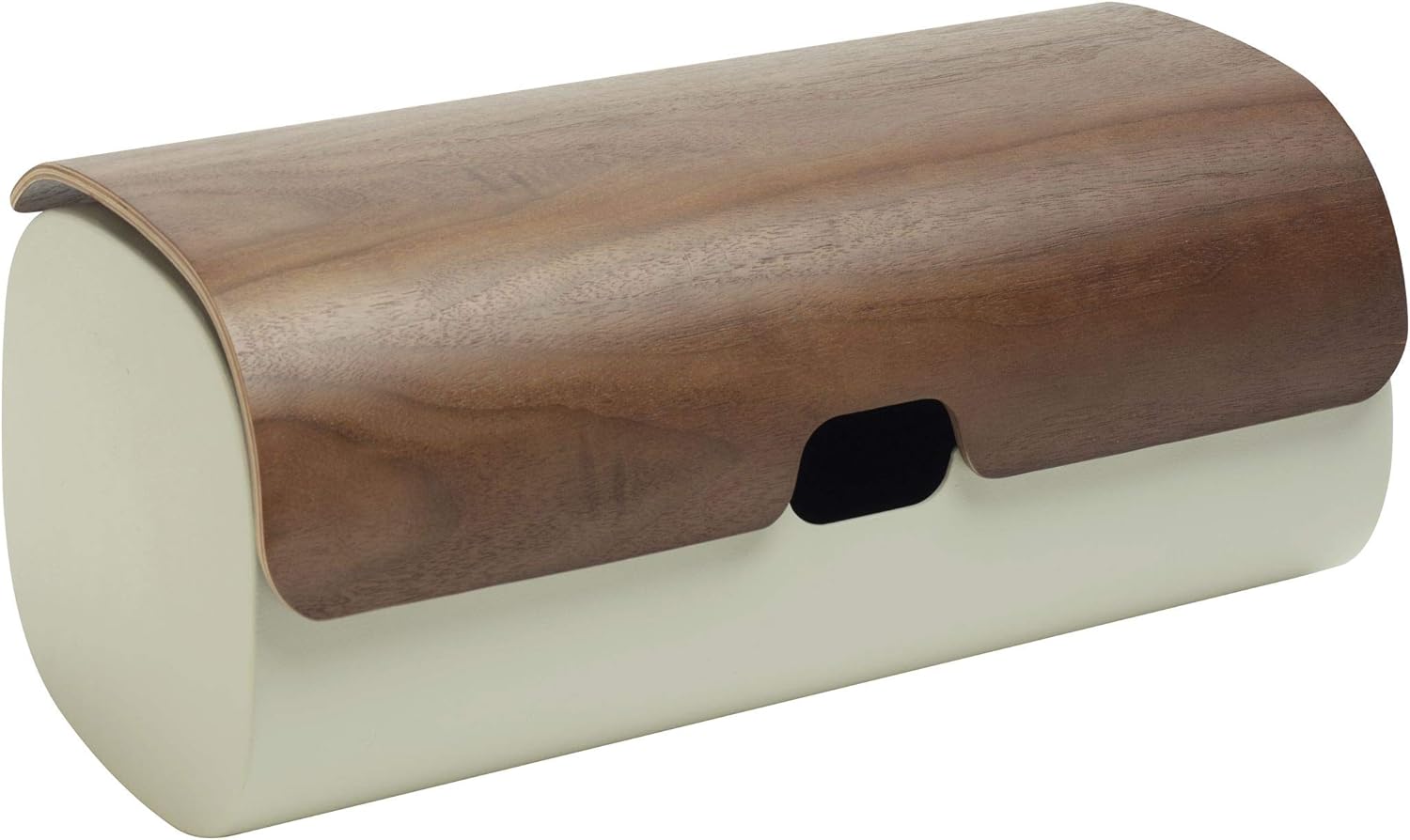 Legnoart Clibano Metal Bread Box with Smooth Shaped Closure Walnut Lid