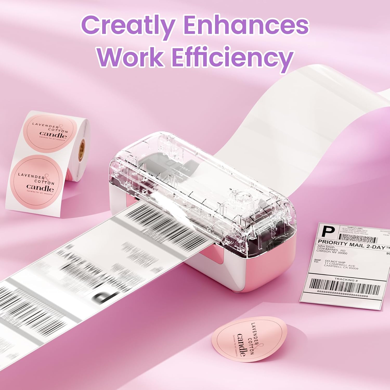 Phomemo Bluetooth Thermal Label Printer- 246S 4X6 Shipping Label Printer for Small Business, Pink Labels Printers for Shipping Package, Compatible with iPhone Android iPad Windows MacOS Chrome