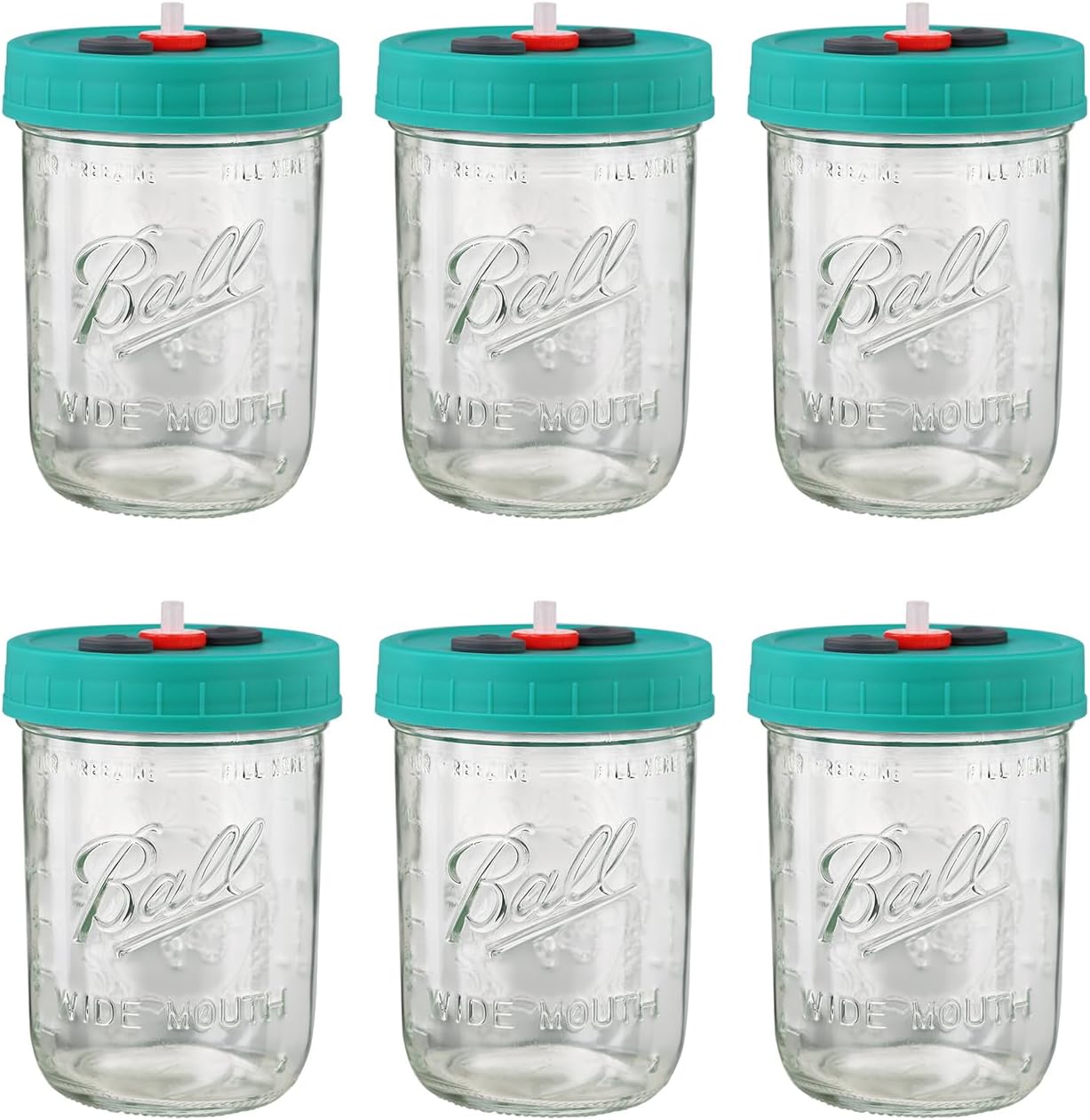 Mushroom Liquid Culture Jar with Self Healing Sealing Injection Port & Syringe Filter Port Mycology Supplies Mushroom Inoculation, Cultivation, Growing Kit 500 ML, 6PCS|PACK
