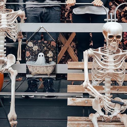 Miniatura 5 de Divertida decoración de baño de Halloween, lindas decoraciones de Halloween para interiores, espeluznante arte de pared de Halloween, letrero