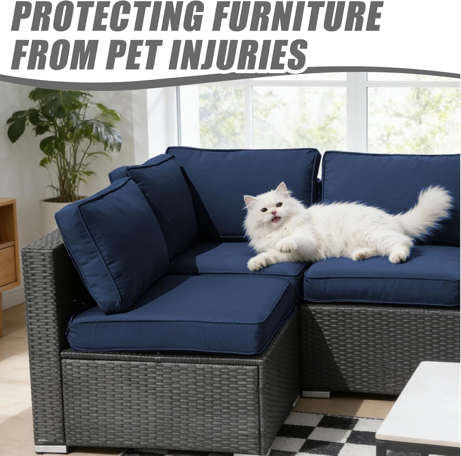 14 Pcs Patio Cushion Covers Replacement Outdoor Couch Cushions Covers Splashproof Sofa Slipcovers Set with Zippers,Patio Furniture Protector, Couch 3 Sizes, Covers Only (Navy Blue)