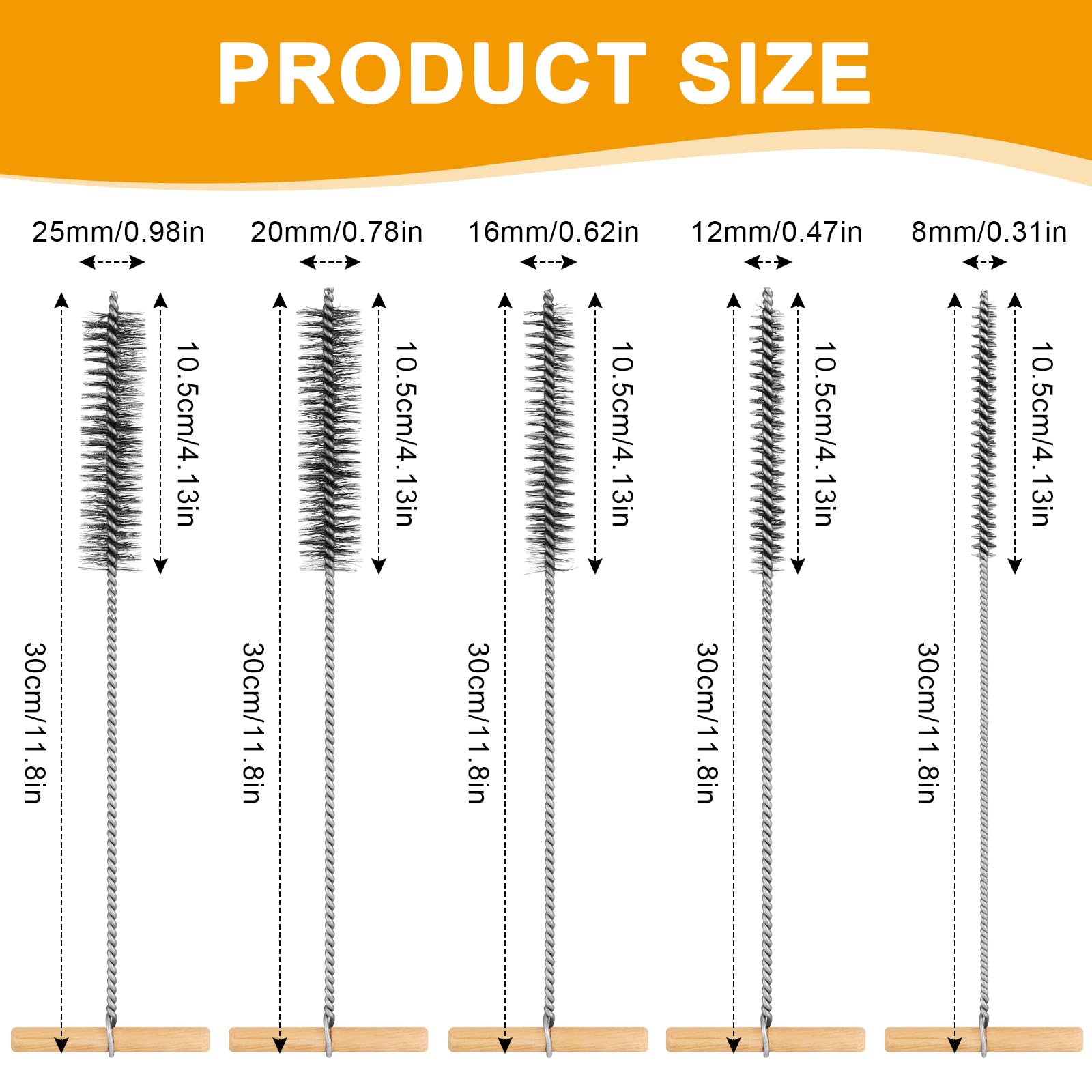 Drill Hole Brush Set 8/12/16/20/25mm Cleaning Brush Set Kit Stainless Steel Hole Brushes Cleaning Brush For Hammer Drills I535943069