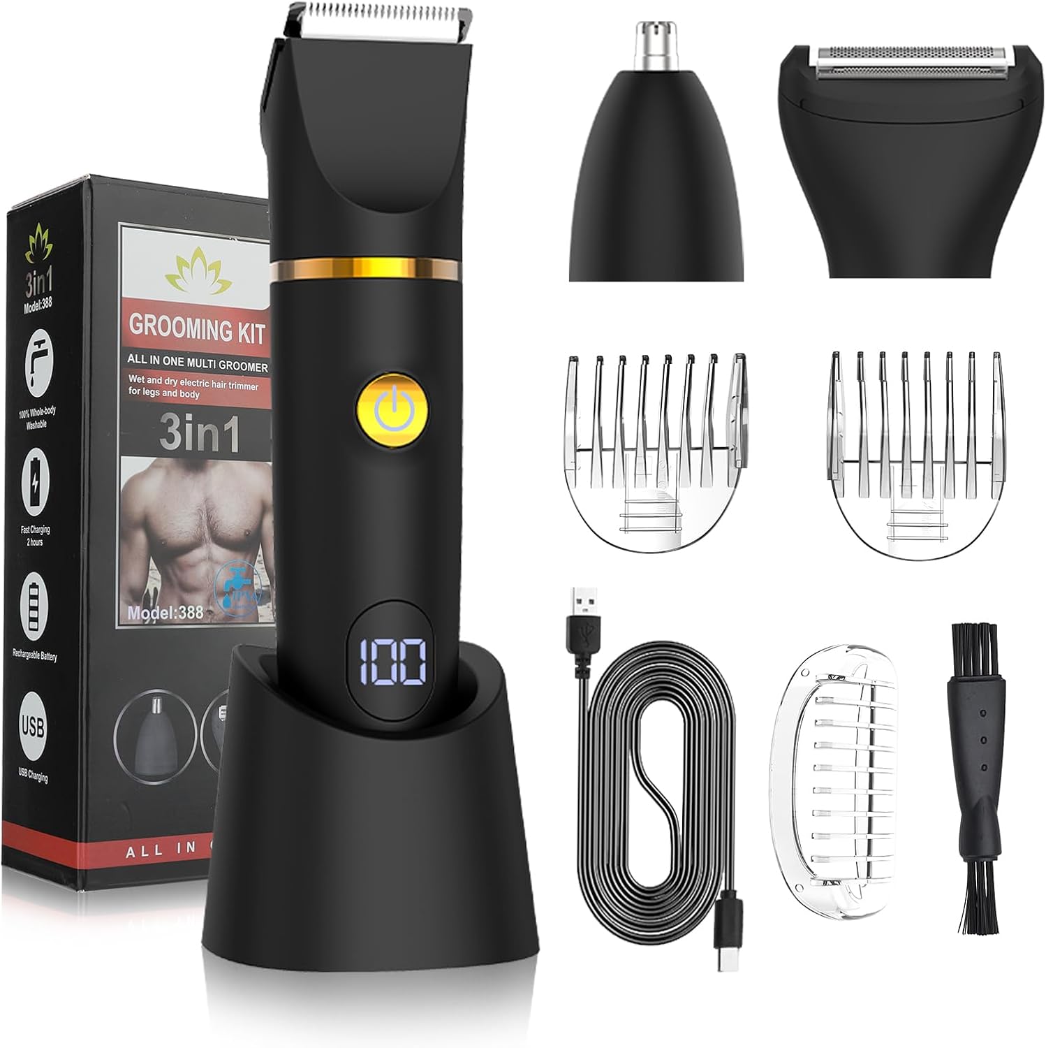Manscape Body Trimmer for Men, 3 in 1 Men’s Grooming Kit with Pubic/Nose Hair Trimmer & Ball Shaver for Nose/Balls/Groin/Legs/Chest Hair Removal, LED Display, IPX6 Waterproof, Gifts for Him Dad Manscape Body Trimmer for Men, 3 in 1 Men’s Grooming Kit with Pubic/Nose Hair Trimmer & Ball Shaver for Nose/Balls/Groin/Legs/Chest Hair Removal, LED Display, IPX6 Waterproof, Gifts for Him Dad