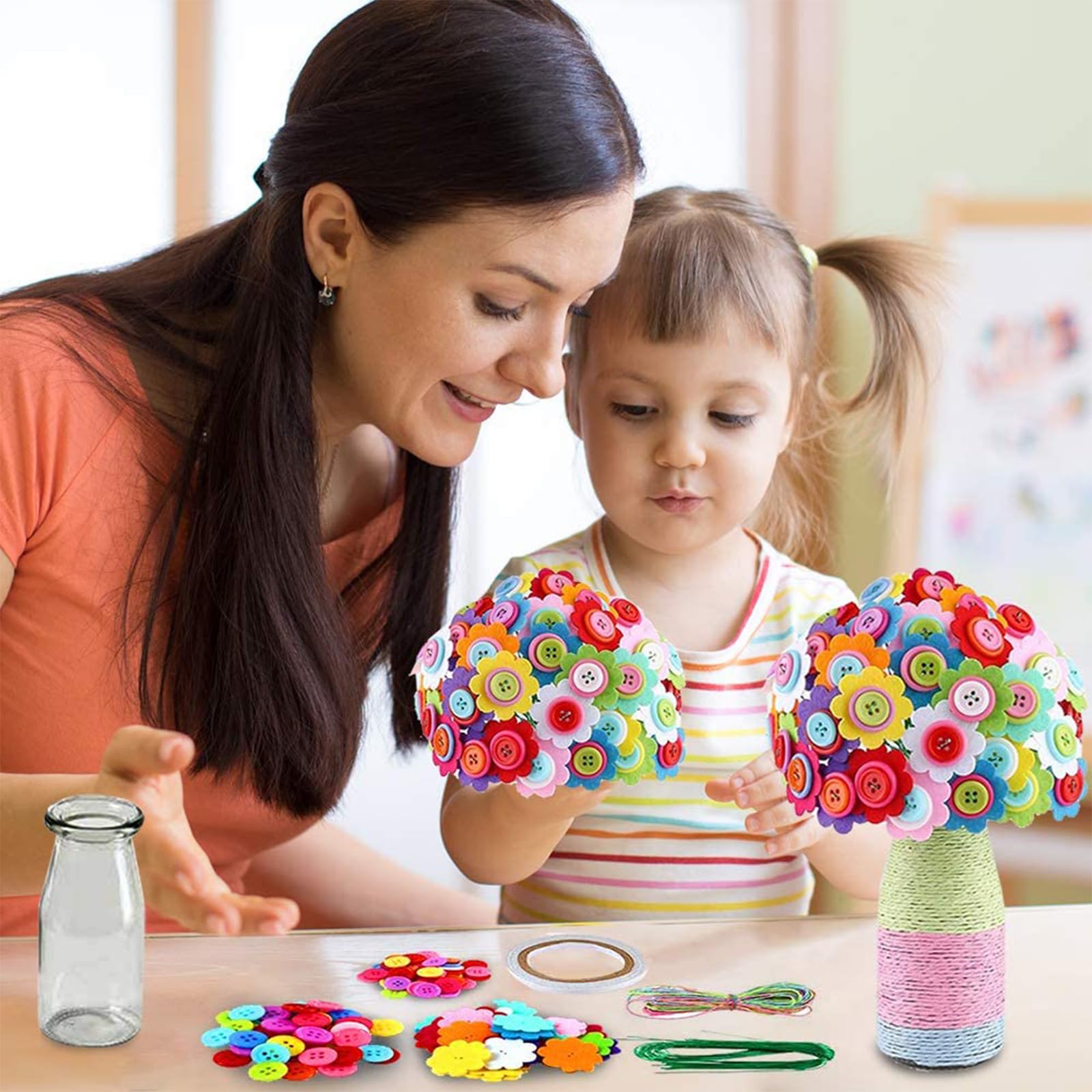 Afufu Zestaw do majsterkowania dla dzieci w wieku 5, 6, 7, 8, 9+, zabawki dla dziewczynek, zestaw do robienia kwiatów i bukietów, edukacyjna gra dla dzieci, zestaw do samodzielnego wykonania wazonu