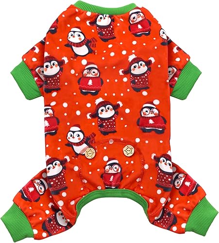 KYEESE Pijama de Navidad para perros de pingüino, pijamas para perros de Año Nuevo, pijamas de terciopelo suave para perros grandes