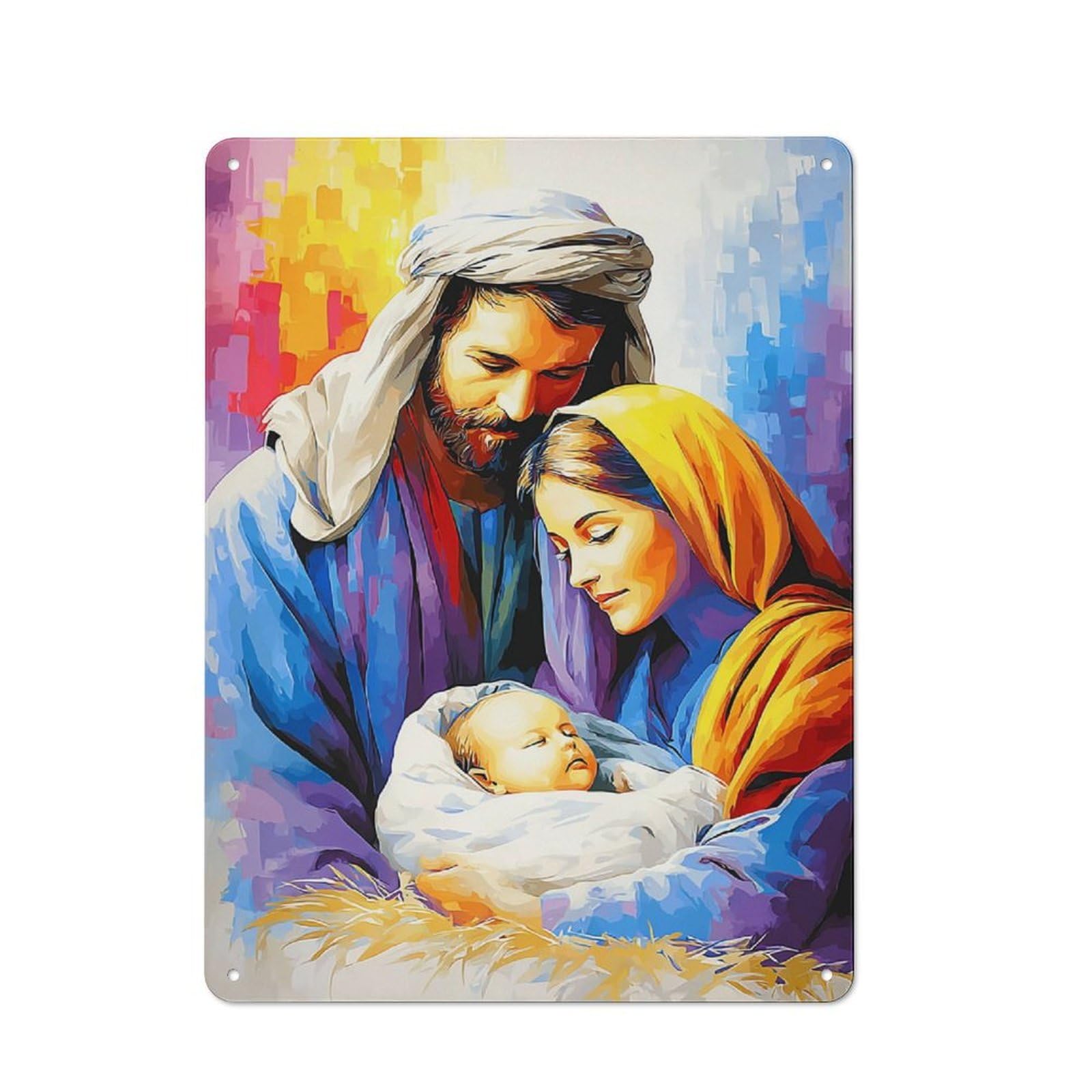 Junmoney Christmas Nativity Scene Painting -1 Metal Wall Art Sign 40X30cm, Vintage Vintage Wall Decor For Lounge, Study, Pub Or Wall Gallery