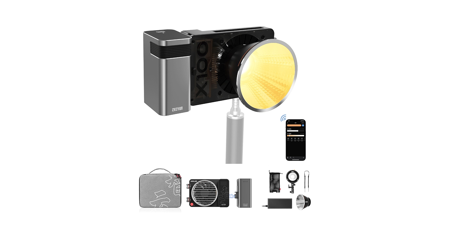 Amazon.com : Zhiyun MOLUS X100 100w COB Led Video Light, CRI