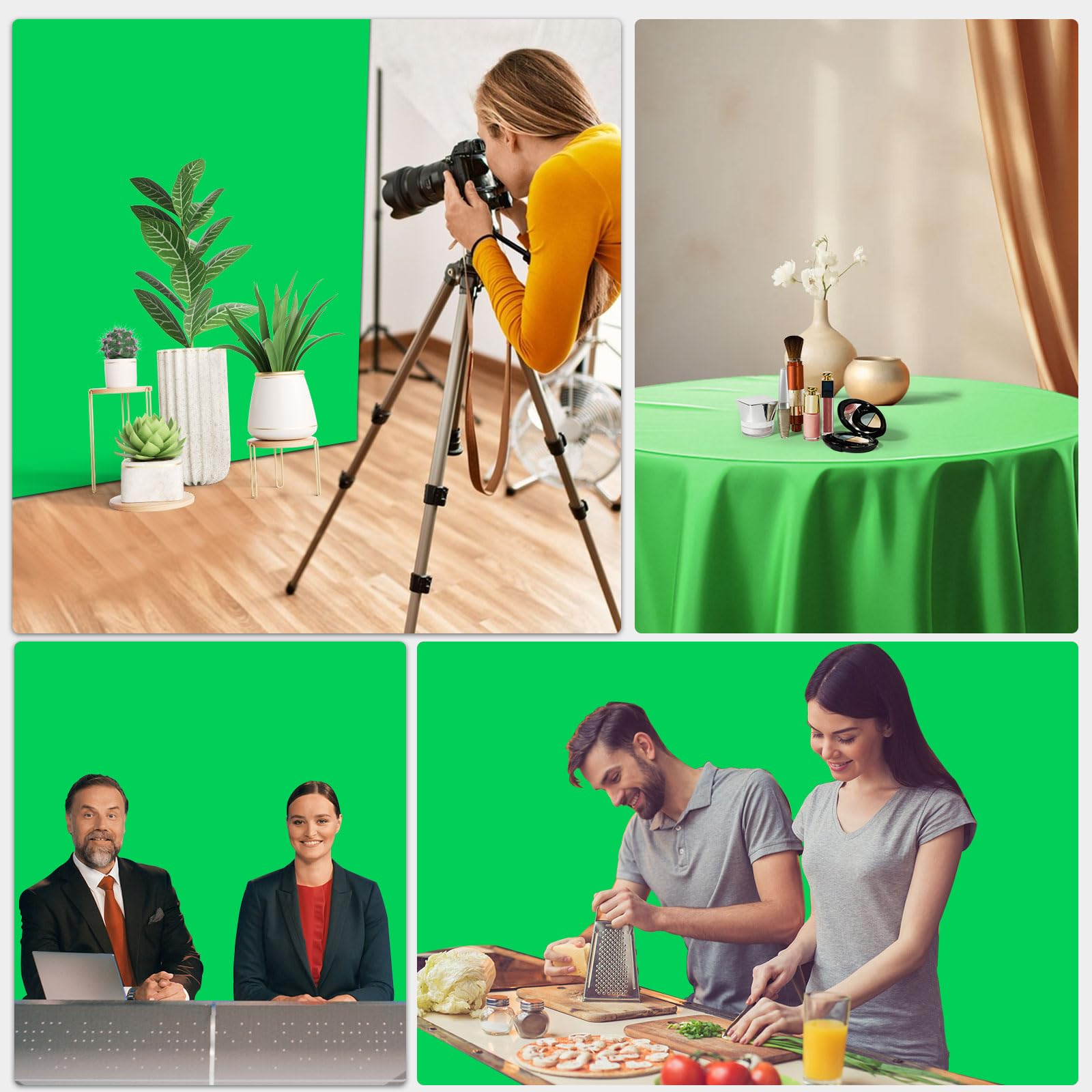 PULUZ Tło fotograficzne z zielonym ekranem, 1 x 2 m, tkanina do Chroma Key, wideo, zdjęć, portretów, sesji produktowych, transmisji na żywo, pogrubiony zielony arkusz, można prać w pralce, tło