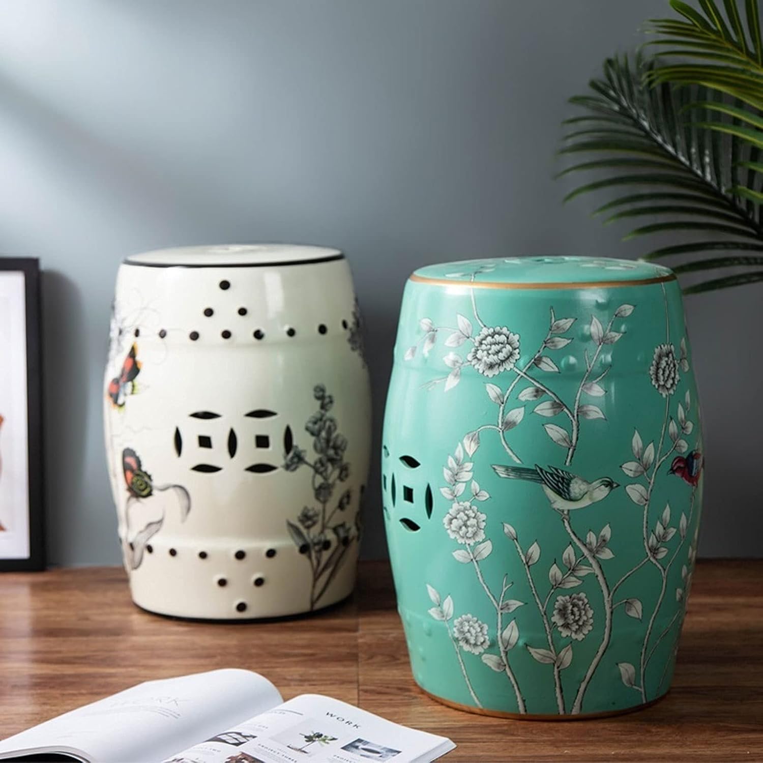 Decorative Stool,Outdoor Stool, Outdoor Ceramic Drum Stools, Garden Decorative Stools, Household Stools, Portable Tables, Living Room Decorations, Used in A Variety of Indoor and Outdoor Occasions