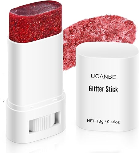 UCANBE Purpurina roja para el cuerpo, barra de purpurina facial para cantantes, conciertos, festivales de música, accesorios de maquillaje con