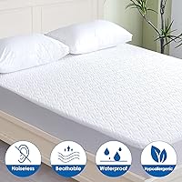 Vista 8 de Protector de colchón tamaño Queen de bambú refrescante con bolsillo profundo, funda de colchón King sin ruido y suave, sábana bajera transpirable