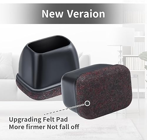 Vista 137 de Ezprotekt 24 protectores cuadrados de suelo para patas de silla con fieltro, fieltro de silicona F para suelos de madera dura, tapas de patas