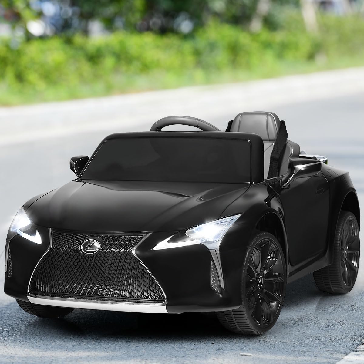 GOPLUS Samochód elektryczny dla dzieci 12 V Lexus LC500, pojazdy elektryczne z pilotem zdalnego sterowania 2,4 G, elektryczny samochód dziecięcy z 2 drzwiami i 2 prędkościami, USB, klakson i muzyka,